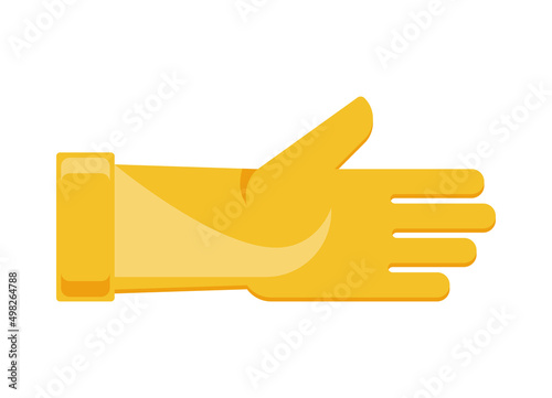 Yellow rubber glove for hands protection gardening agriculture work isometric icon vector illustration. Hygienic fingers arm protective equipment safety wear. Latex skin care protective equipment