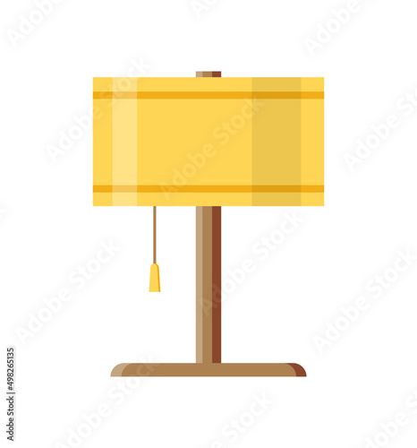 Night light lamp isometric icon vector illustration. Glowing electricity shine equipment indoor decorative design isolated. Bulb technology for comfortable sleeping evening shining hanged switch