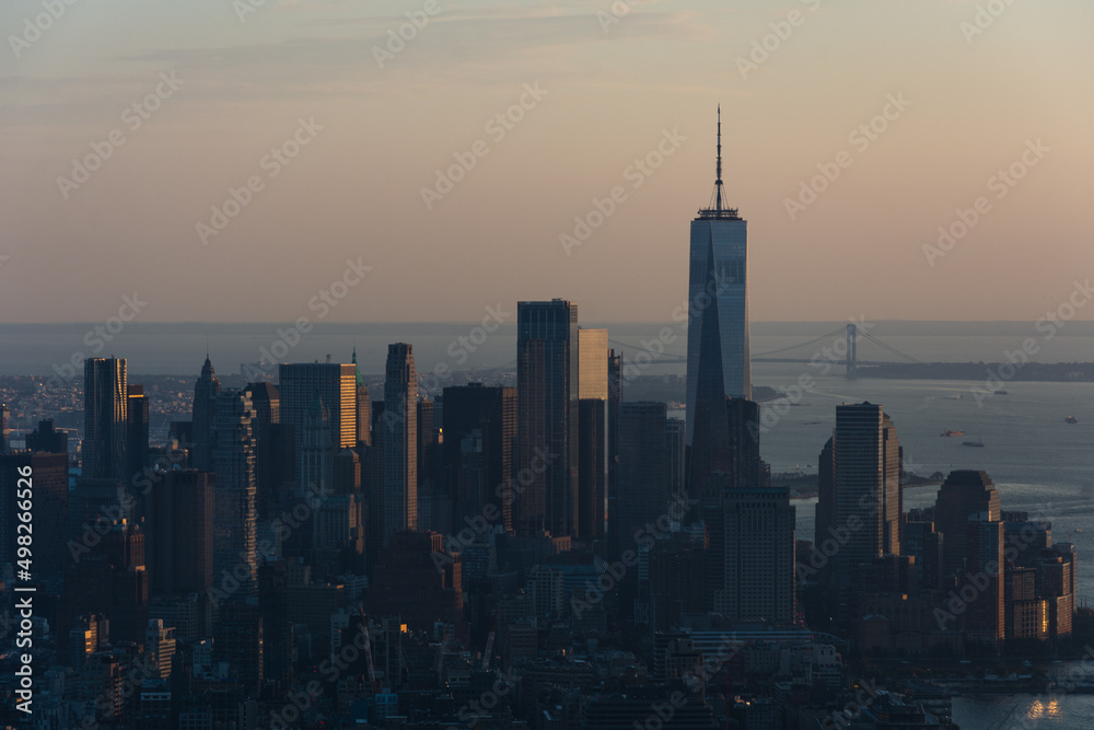 Fototapeta premium Skyline of downtown New York from the Edge viewpoint located at 30 Hudson Yards