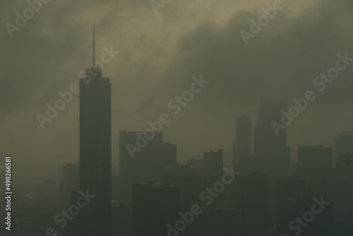 Foggy morning on the chicago skyline