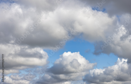 View of Cloudscape during a cloudy blue sky sunny day.