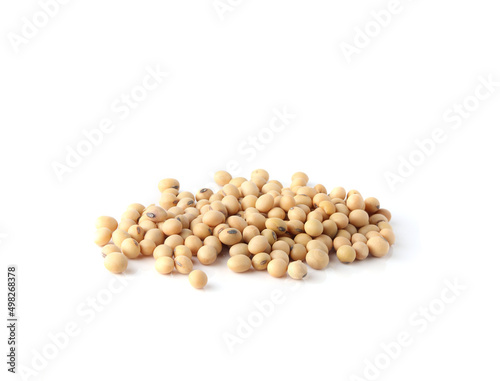 Soybeans seeds or soya bean isolated on white background.