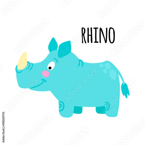 rhino clipart. African animal vector illustration isolated on white background