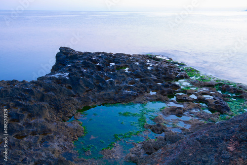 Different rock structures on the shores of the kefken district of Kocaeli province. photo