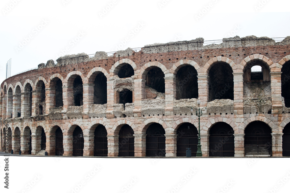 Obraz premium Image of the ancient Arena clipped and isolated on white. Verona, Italy.
