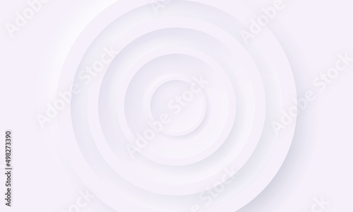 White Minimal Style Neumorphism Website Banner. Futuristic Circle Background. Neumorphic UI UX Interface Design. Blank Concentric Minimalism Cover. Vector Illustration