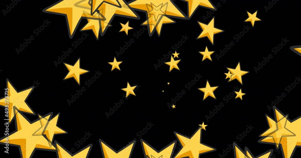 Animation of multiple stars floating on black background Animation of multiple stars floating on black background