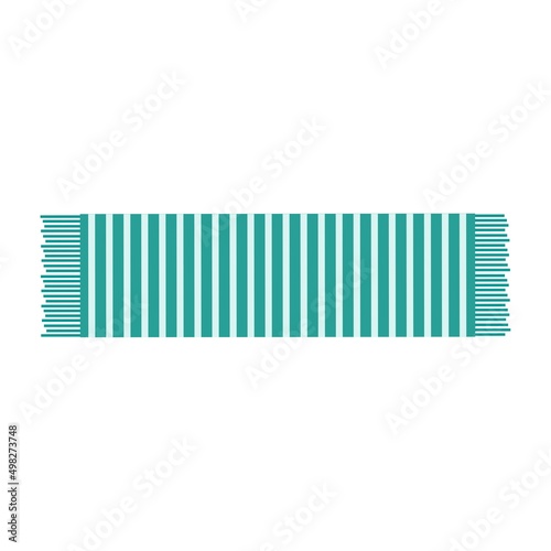 Turquoise beach towel on a white background Vector illustration.