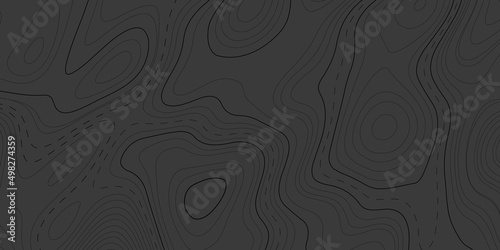 The stylized height of the topographic map contour in lines and contours. The concept of a conditional geography scheme and the terrain path. Orange on black. Vector illustration.