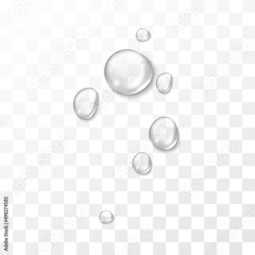 Vector water drops. PNG drops, condensation on the window, on the surface. Realistic drops on an isolated transparent background. © Vitaliy