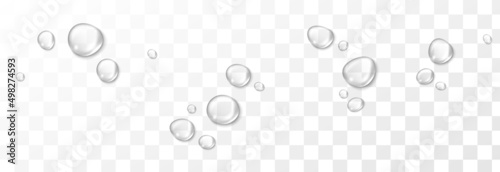Vector water drops. PNG drops, condensation on the window, on the surface. Realistic drops on an isolated transparent background.