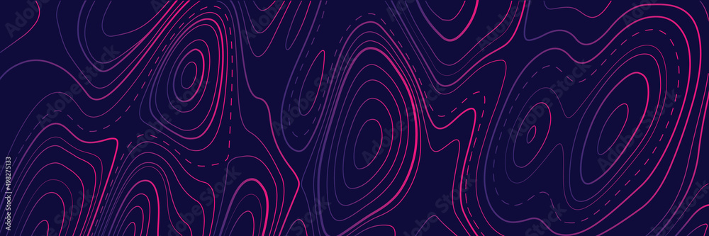 Topography relief. Abstract background. Vector illustration. Outline cartography landscape. Modern poster design. Trendy cover with wavy colorful lines