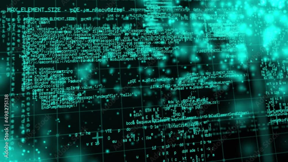 Animation of data processing in green in digital space Animation of data processing in green in digital space