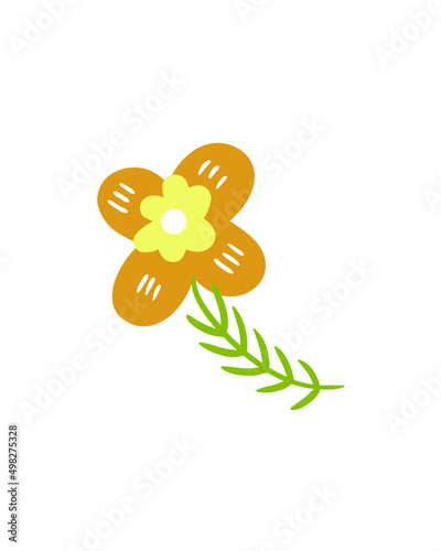 Brown Minimalist Decorative Flower Canvas Print