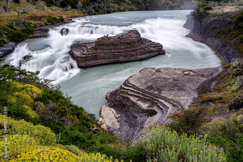 Paine Cascade in Torres Del Paine National Park . Chile.