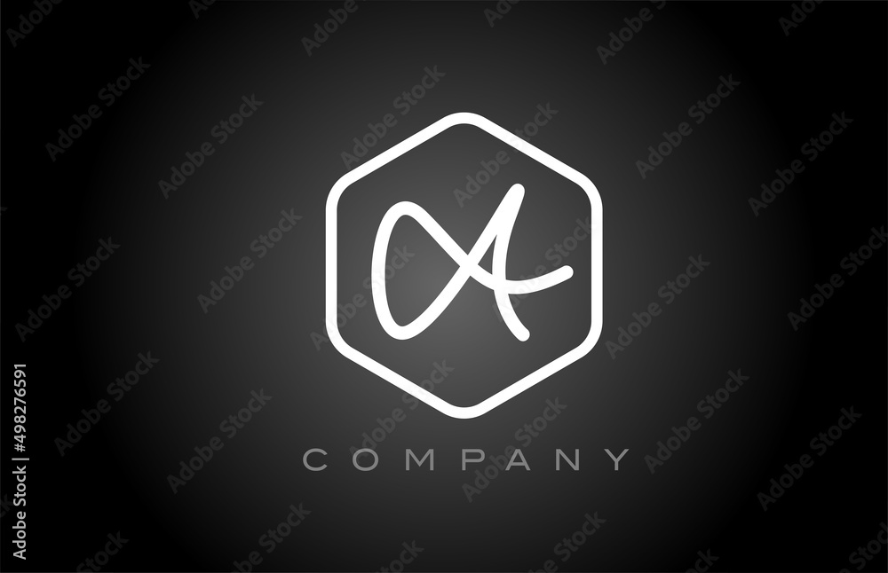 hexagon black and white A alphabet letter logo icon design. Creative template for company and business hexagon black and white A alphabet letter logo icon design. Creative template for company and business