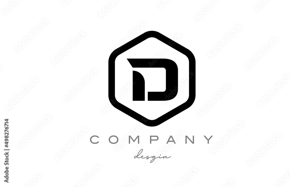 black and white D alphabet letter logo icon design with hexagon. Creative template for business and company black and white D alphabet letter logo icon design with hexagon. Creative template for business and company