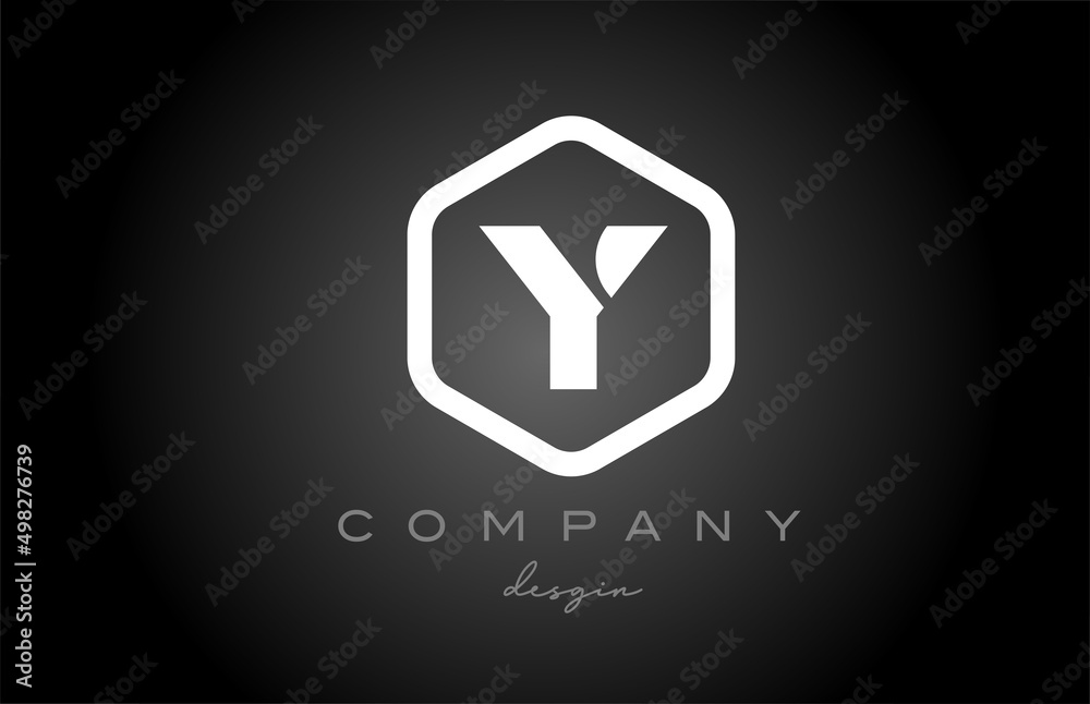 Y black white hexagon alphabet letter logo icon design. Creative template for business and company Y black white hexagon alphabet letter logo icon design. Creative template for business and company