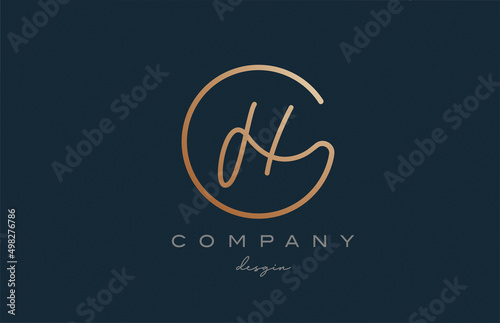 brown joined H alphabet letter logo icon design. Handwritten connected creative template for company and business