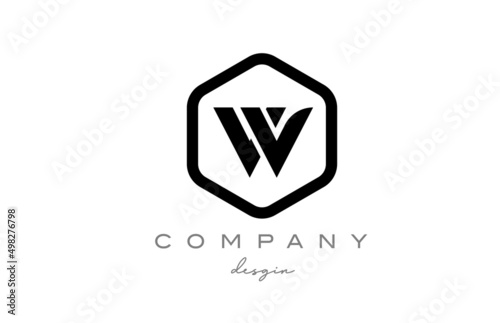 Free Download black and white W alphabet letter logo icon design with hexagon. Creative template for business and company - GFXLoad