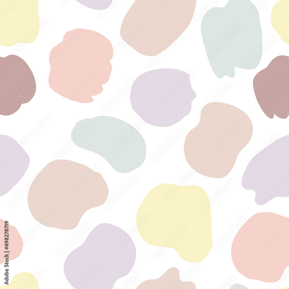 Simple and cute vector seamless pattern with abstract coloring spots. For wallpapers and decoration, invitation card, fabric print or textile, linen, web page background, gift and wrapping paper.