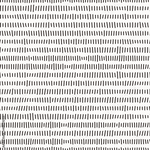 Vector seamless pattern with black dashes on white background. For wallpapers, decoration, invitation, fabric, textile and linen, print, gift and wrapping paper.