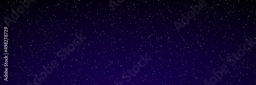 Dark blue night sky with stars panoramic background. Vector