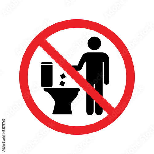 Do not throw trash paper in the toilet symbol. Vector