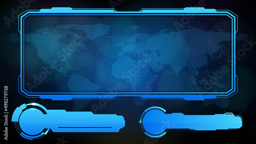 abstract background of sci fi frame, hud ui, lower third button bar