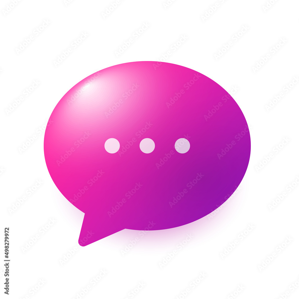 Message or chat icon in 3d style. Glossy pink button for mobile app or web UI. Vector illustration Message or chat icon in 3d style. Glossy pink button for mobile app or web UI. Vector illustration