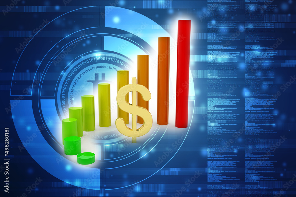 Dollar Financial Success Bar Chart Graph Growing Up 3d Render Illustration Dollar Financial Success Bar Chart Graph Growing Up 3d Render Illustration