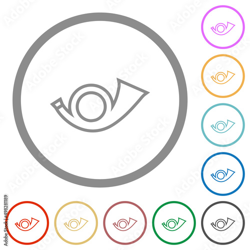 Postal round horn outline flat icons with outlines photo