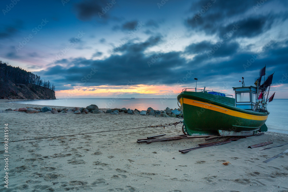 Beautiful landscape of the beach at Orlowo cliff before sunrise, Gdynia. Poland Beautiful landscape of the beach at Orlowo cliff before sunrise, Gdynia. Poland