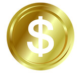 Gold coin icon. Money design. Gold dollar flat symbol. Vector illustration