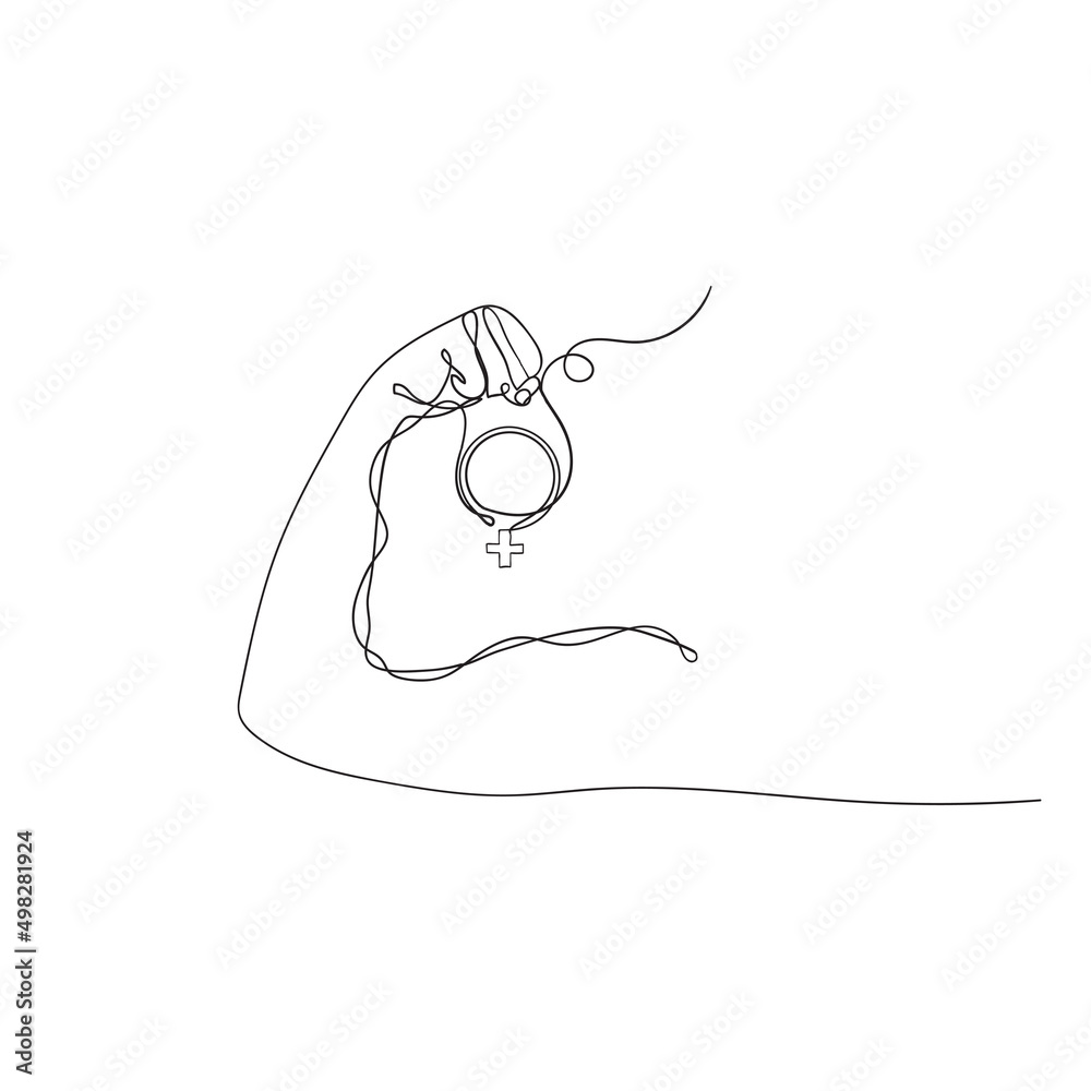 continuous line drawing women's biceps symbol for girl power illustration vector continuous line drawing women's biceps symbol for girl power illustration vector