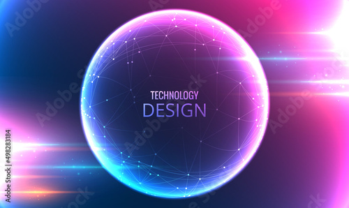 Abstract vector sphere futuristic technology wireframe. 3D Polygonal Wireframe. Science and technology concept. Digital Data Visualization. Social Network Graphic Concept. Vector EPS10.