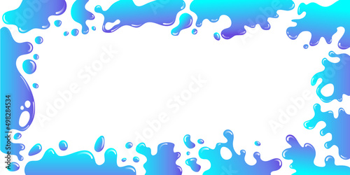 Turquoise blue wide water splatter splash frame, vector illustration
