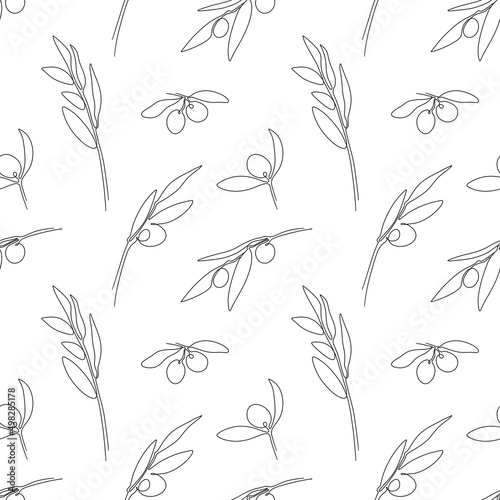 Seamless pattern with green olives on a white background. Design for fabric, textile, wallpaper and packaging