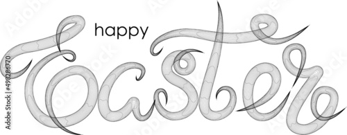 Happy Easter Lettering. Calligraphic text handwritten with striped mesh brush.