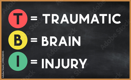 traumatic brain injury (tbi) on chalk board photo