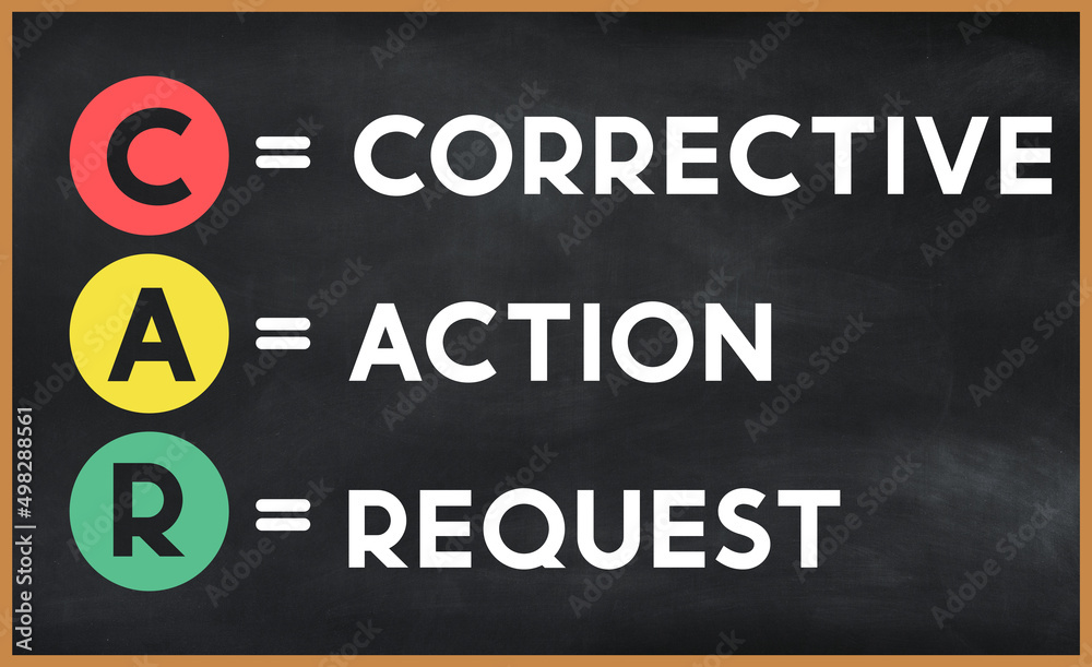 corrective action request (car) on chalk board corrective action request (car) on chalk board