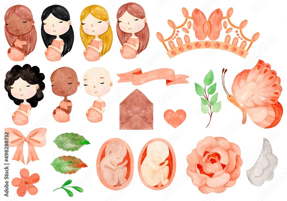 Set of images of women Mother Delicate Baby Set of images of women Mother Delicate Baby