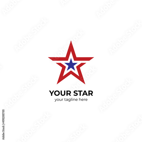 blue and red star logo design template vector, star logo inspiration