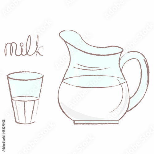 glass of milk and jug