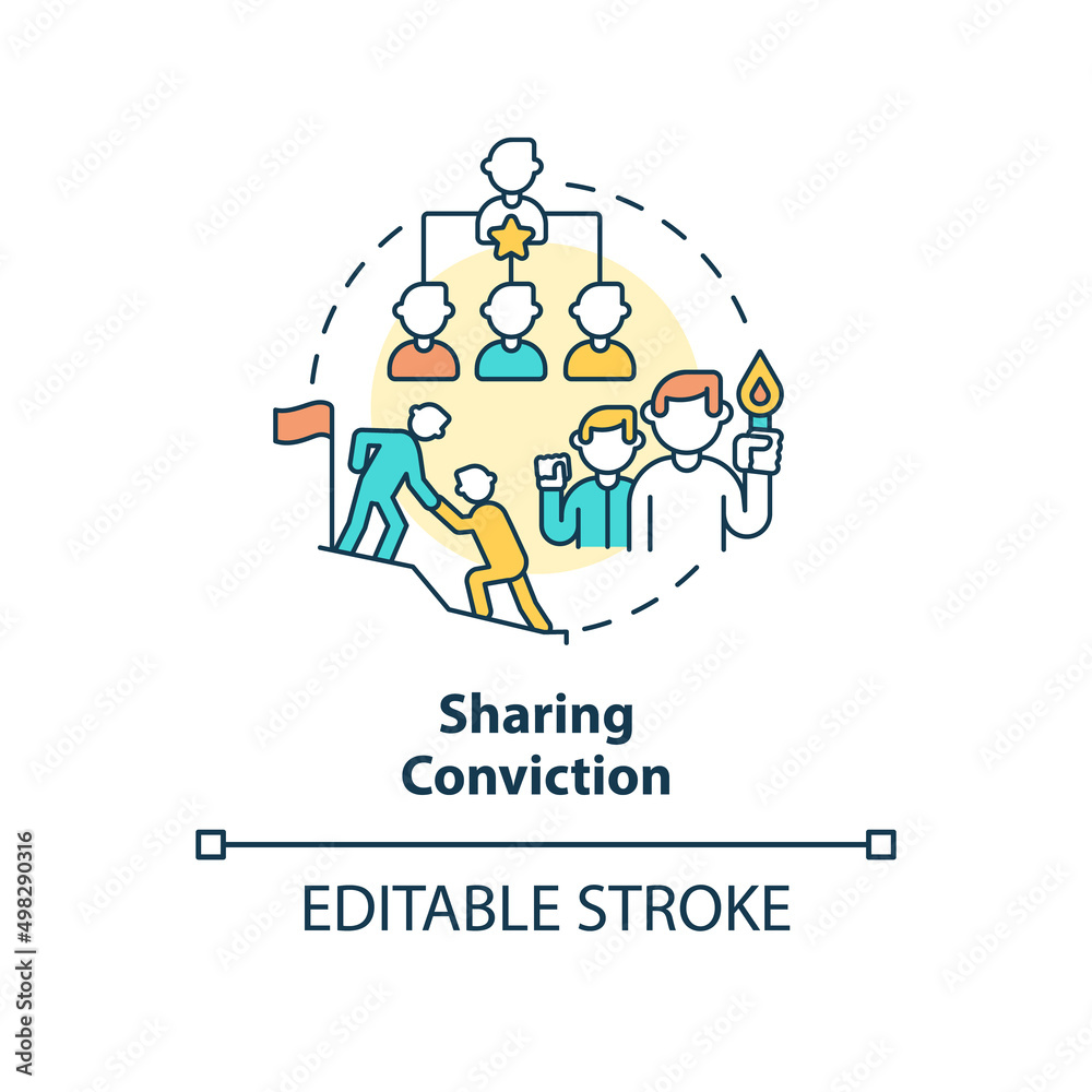 Sharing conviction concept icon. Charismatic people characteristic abstract idea thin line illustration. Isolated outline drawing. Editable stroke. Arial, Myriad Pro-Bold fonts used Sharing conviction concept icon. Charismatic people characteristic abstract idea thin line illustration. Isolated outline drawing. Editable stroke. Arial, Myriad Pro-Bold fonts used