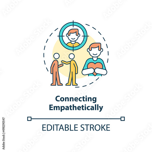 Connecting empathetically concept icon. Charismatic people characteristic abstract idea thin line illustration. Isolated outline drawing. Editable stroke. Arial, Myriad Pro-Bold fonts used