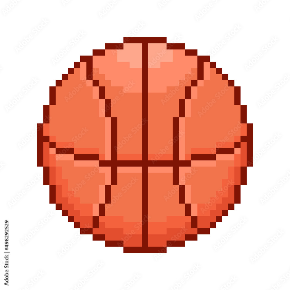 colorful simple vector flat pixel art illustration of red basketball ball Stock Vector Adobe Stock