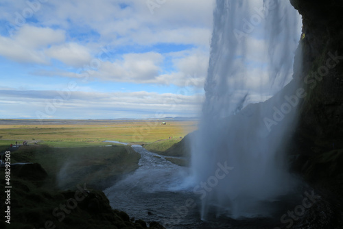 Huge waterfall in the nature of Iceland