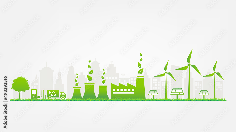 Banner flat design elements for sustainable energy development, Environmental and Ecology concept, Vector illustration
