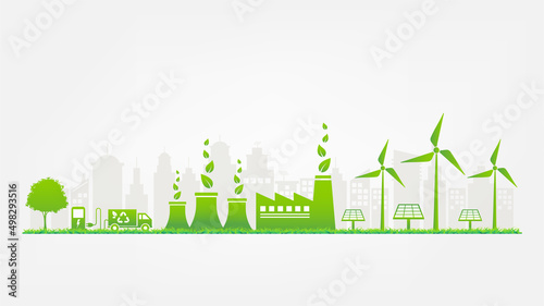 Banner flat design elements for sustainable energy development, Environmental and Ecology concept, Vector illustration